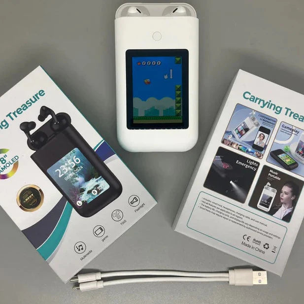 Audífonos A98 Exclusivos "3 en 1" Pantalla multifuncional + Potente Powerbank + Linterna