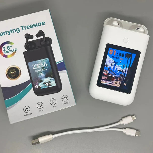 Audífonos A98 Exclusivos "3 en 1" Pantalla multifuncional + Potente Powerbank + Linterna