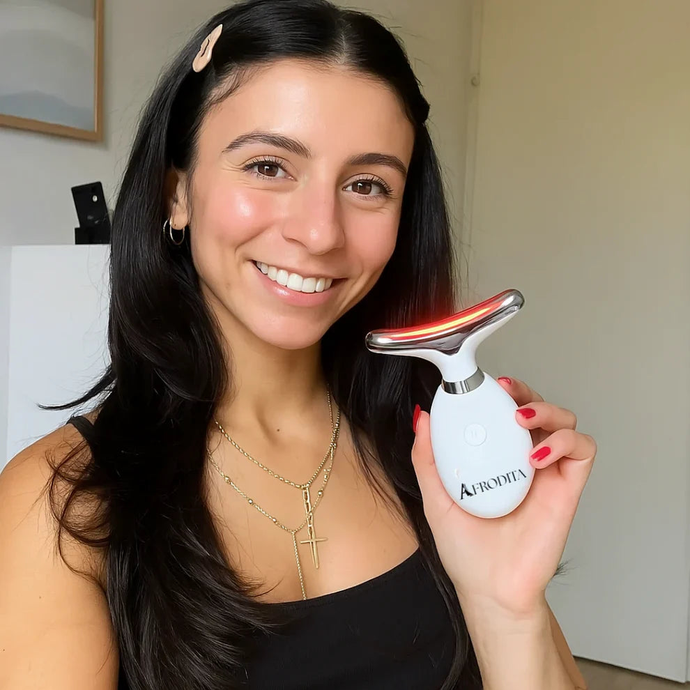 Masajeador de cuello ANTIPAPADA + Masajeador Facial frio/calor Antiarrugas + Mascarilla de té verde - Afrodita
