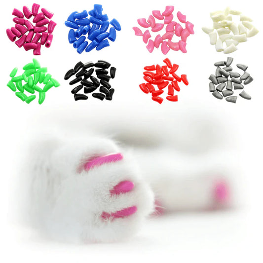 20Pcs Soft Silicone Pet Nail Caps for Dogs & Cats – Anti-Scratch Protective Covers