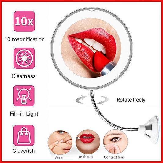 360° Flexible Light Up - 10X Magnification Led Flexible Mirror