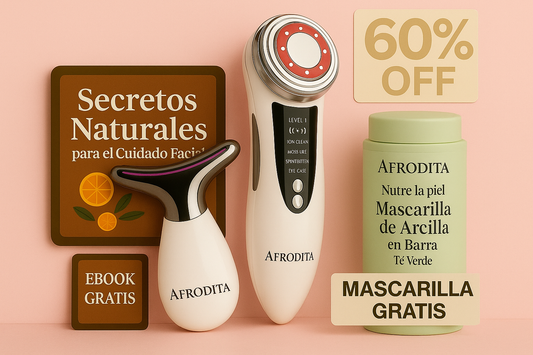 Masajeador de cuello ANTIPAPADA + Masajeador Facial frio/calor Antiarrugas + Mascarilla de té verde - Afrodita